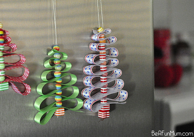 Ribbon and bead christmas trees