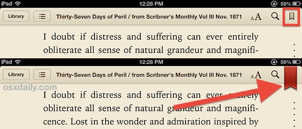 Set a bookmark in iBooks app for iOS