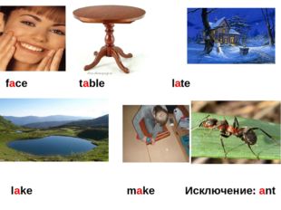 face table late lake make Исключение: ant 
