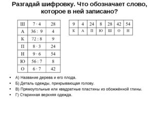 Разгадай шифровку. Что обозначает слово, которое в ней записано? А) Название