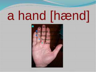 a hand [hænd] 
