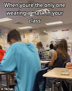 A student in Georgia shared a video on TikTok on Monday criticizing her classmates for not wearing masks inside the classroom