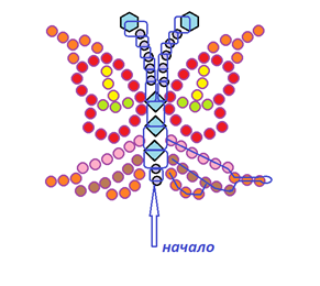 бабочка из бисера схема