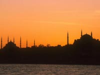 Sunset skyline of the Sultan Suleymaniye Mosque, Istanbul, Turkey