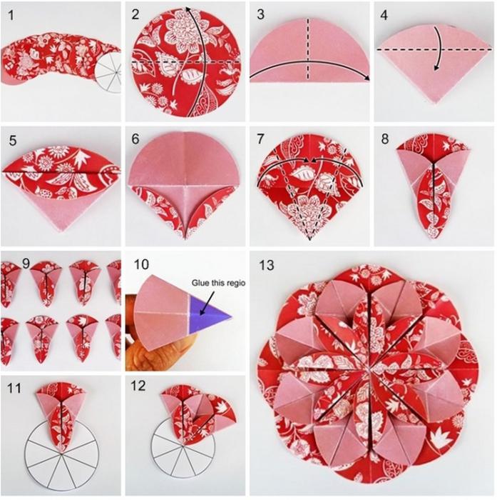 цветок оригами схема 